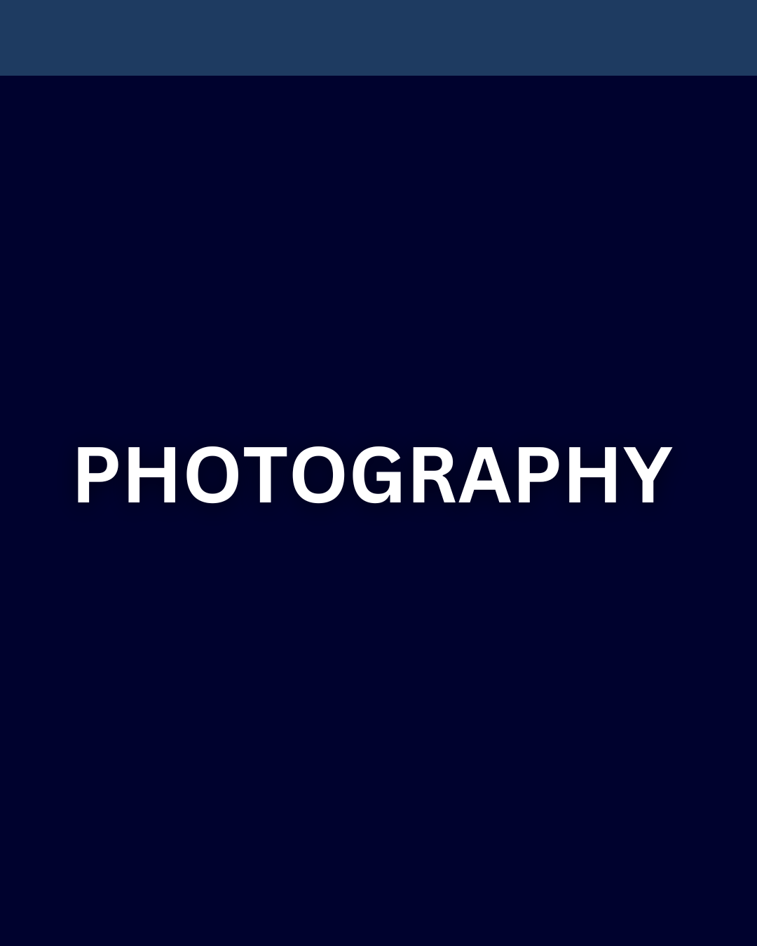 Book cover with the title 'PHOTOGRAPHY' in large white text on a navy blue background.