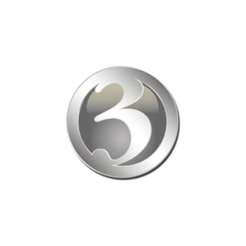 Silver news channel logo with the number 3 inside a circular emblem.