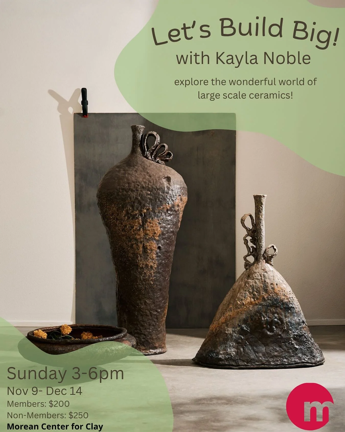 Exited to offer handbuildjng @moreancenterforclay 
Join me as we discuss technical considerations, planning and building strategy for working with clay!