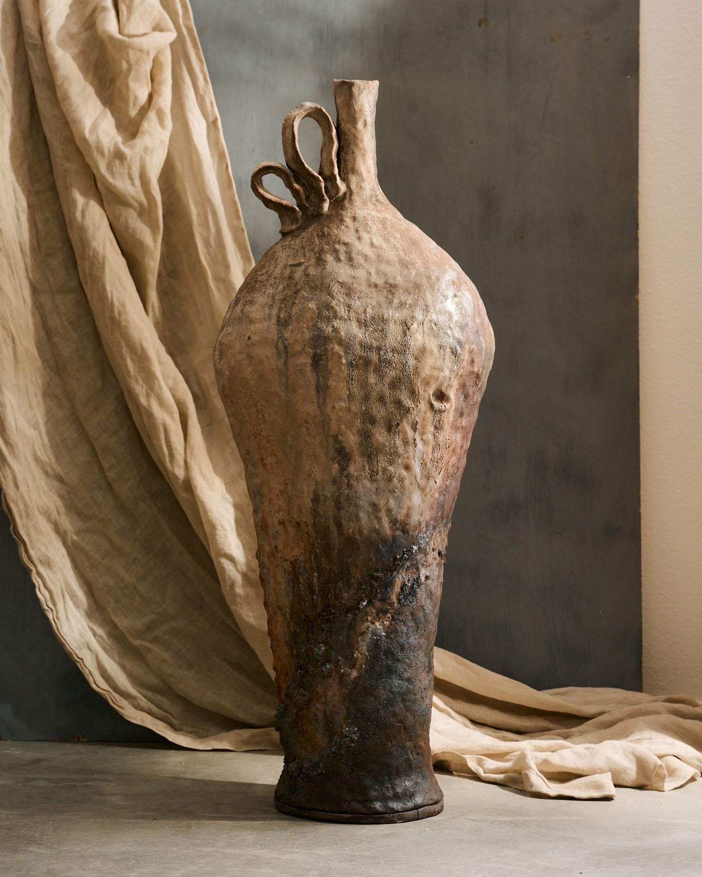 A favorite from the Missoula anagama. A touch only a firebox can give.