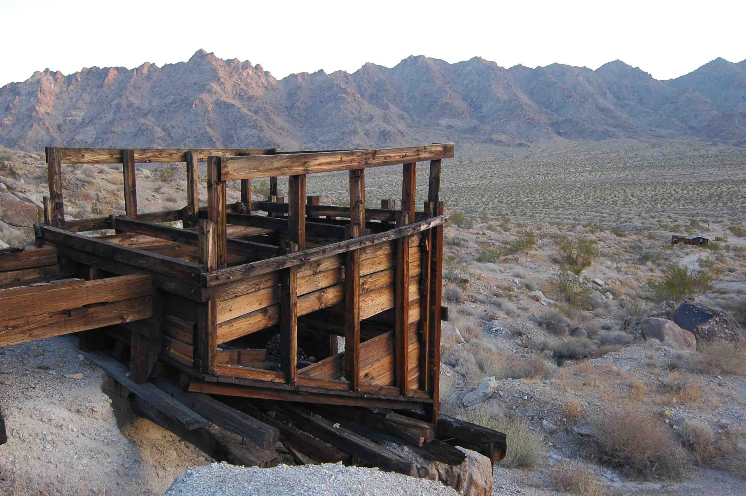 Loading chute at the Black Metal Mine in the Old Woman Mountains in 2006.  Unfortunately, all this has been dismantled and removed.