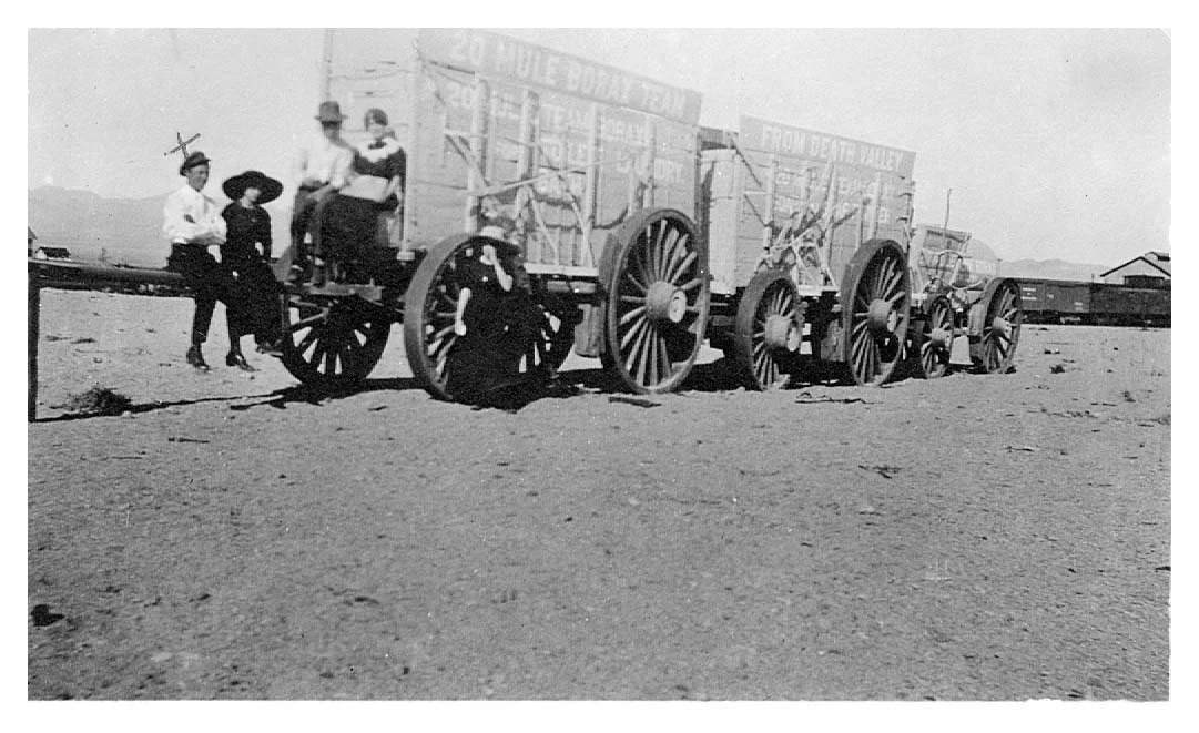 Mule team wagon that was formerly used to haul borax from mines in Death Valley.  This photo was taken in Ludlow, California.