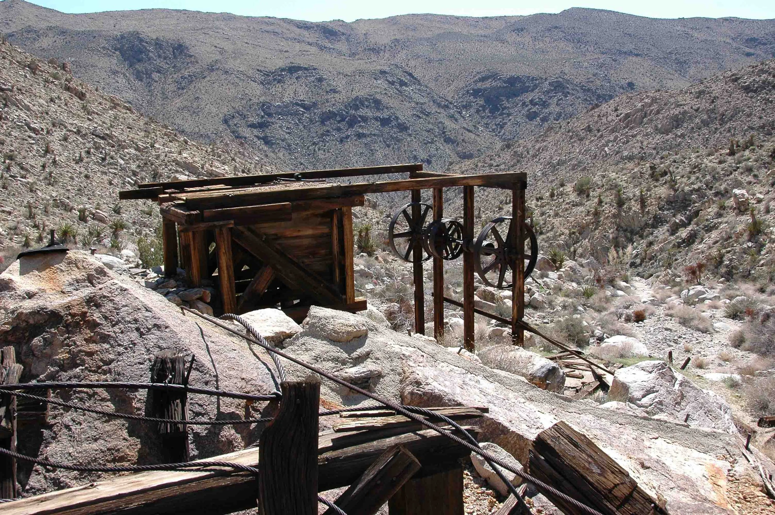 Abandoned mining equipent in the Old Woman Mountains.