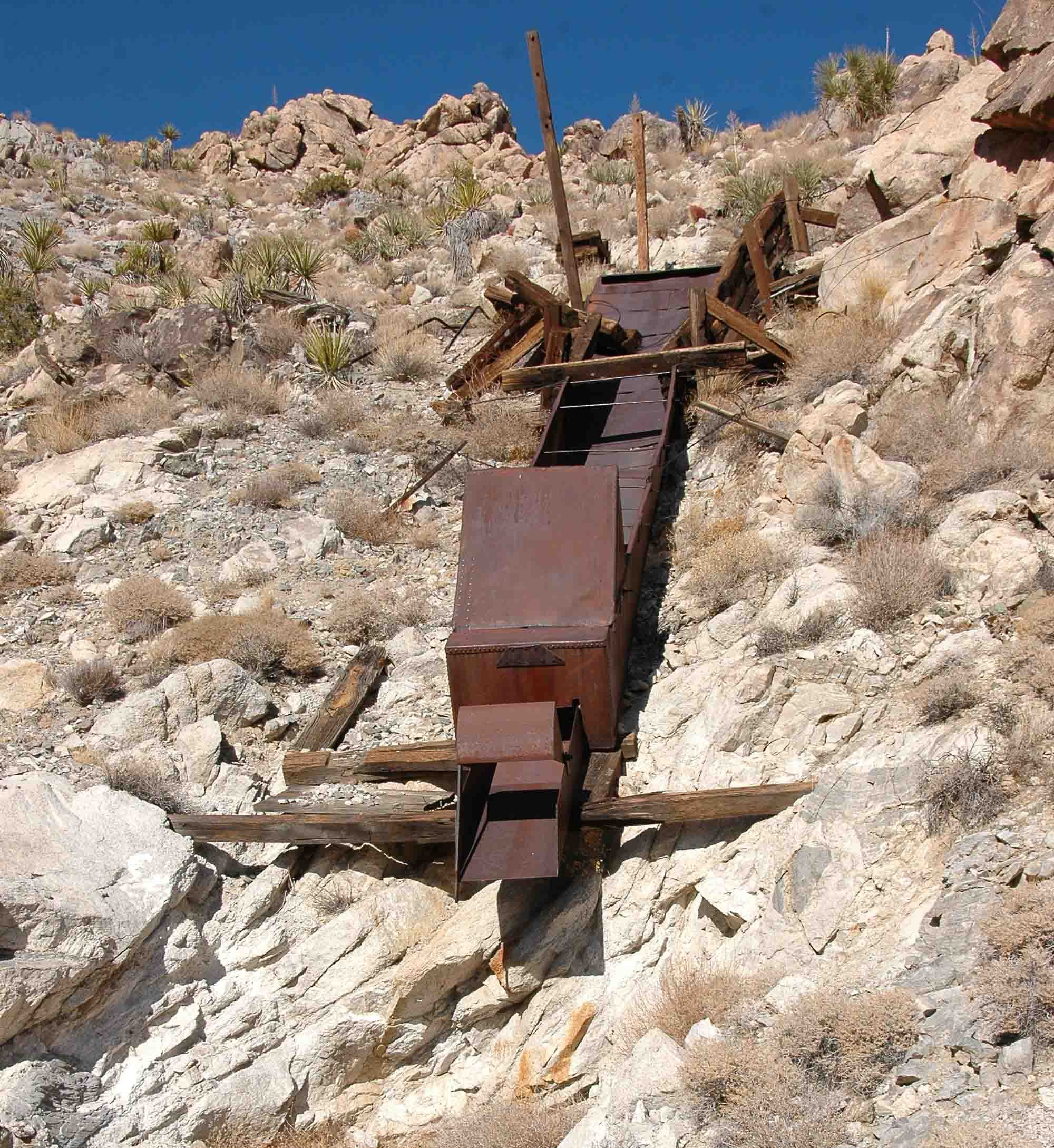 Abandoned mining chute in the Old Woman Mountains.