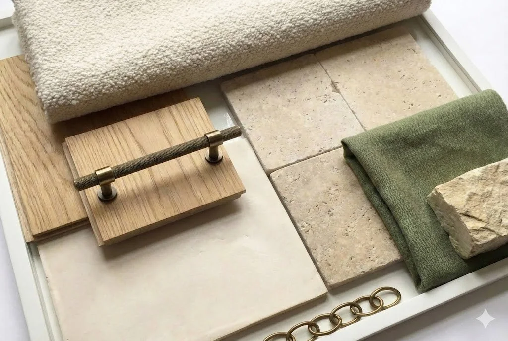 Modern buildings on a green hillside with snow-capped mountains in the background under cloudy sky.
