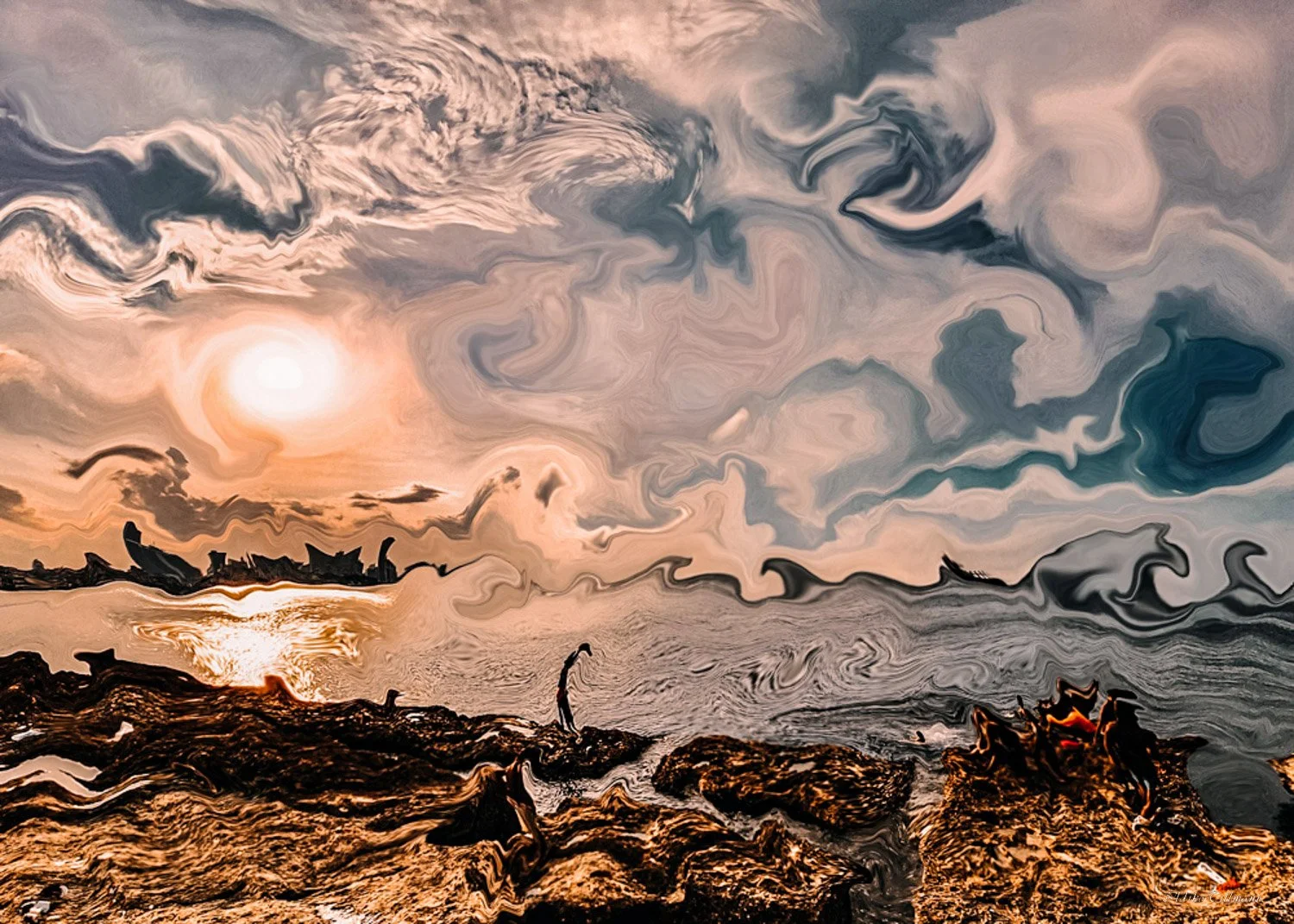 El Malecón, Sunset - Blue