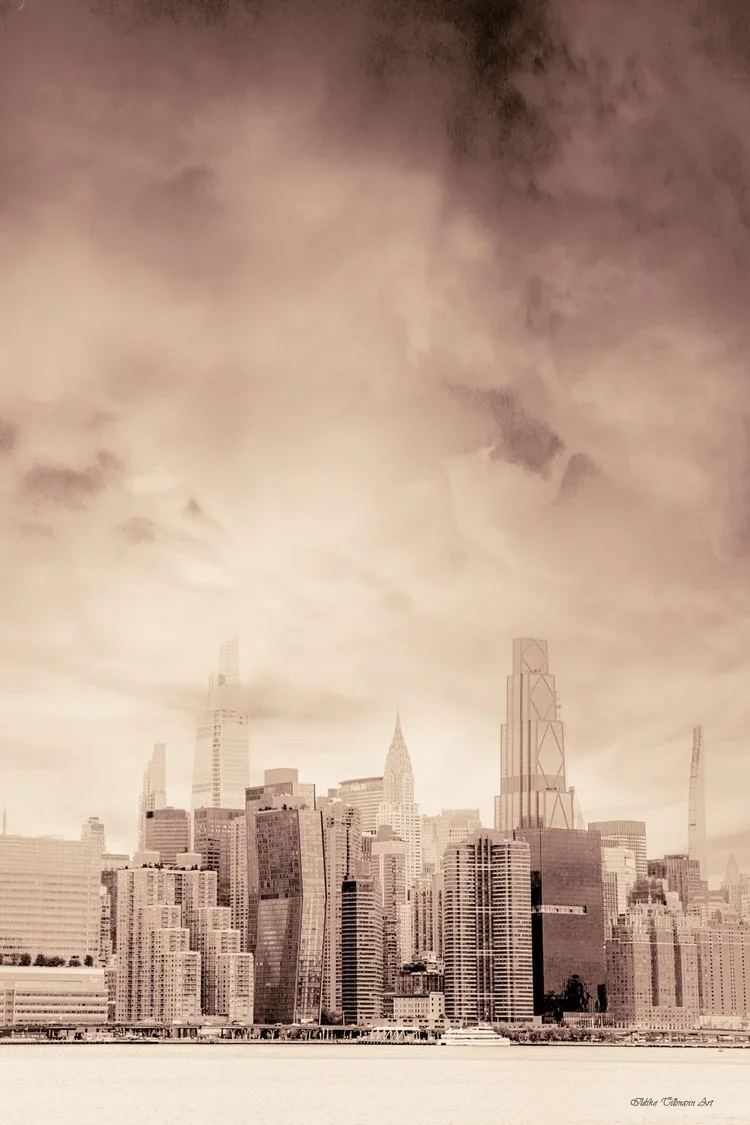 Manhattan Skyline with Storm Clouds
