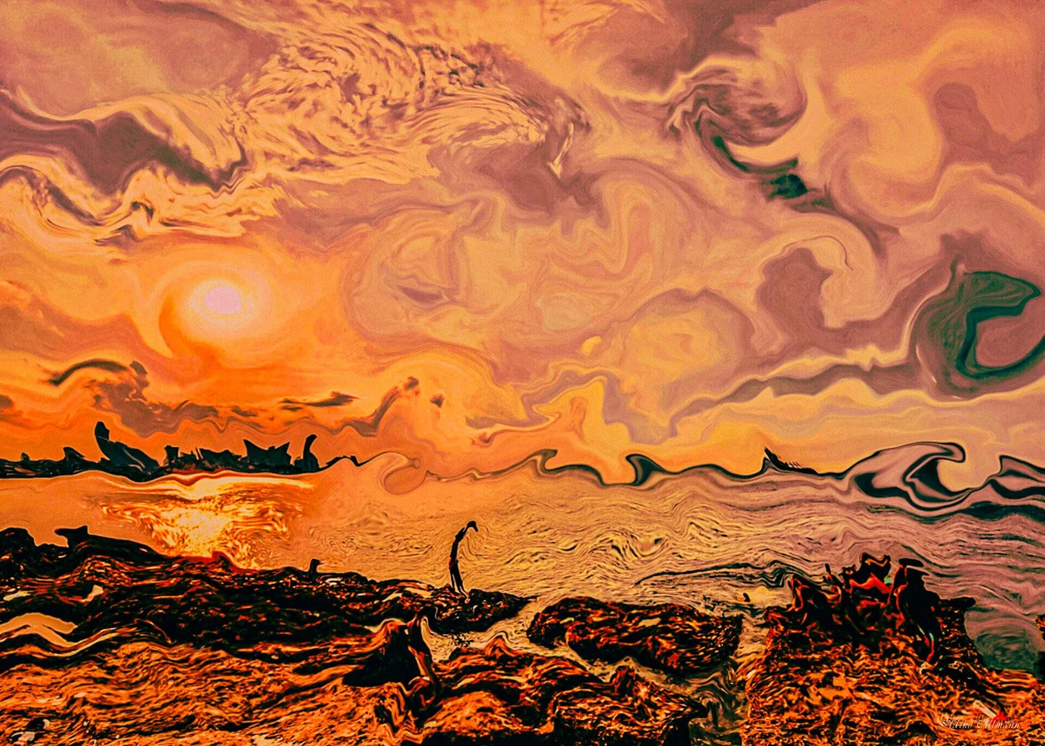 El Malecón, Sunset - Red