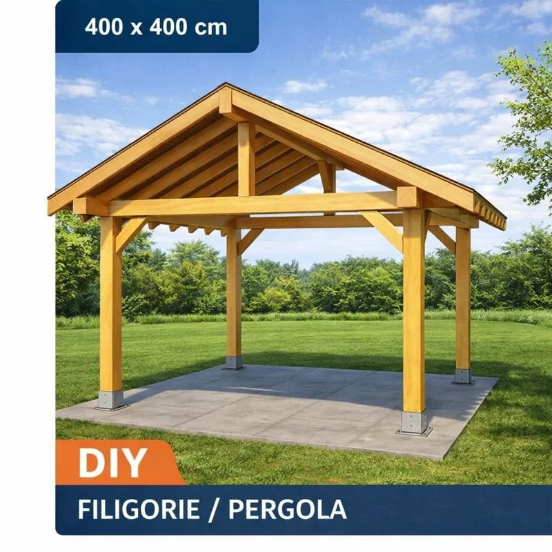 Proiect foișor de grădină din lemn – plan de construcție în format PDF