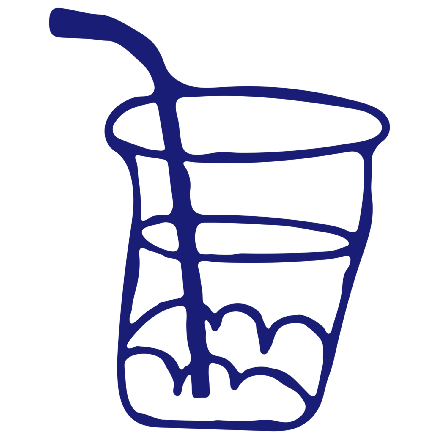 Strichzeichnung eines gläser mit Getränk auf schwarzem Hintergrund