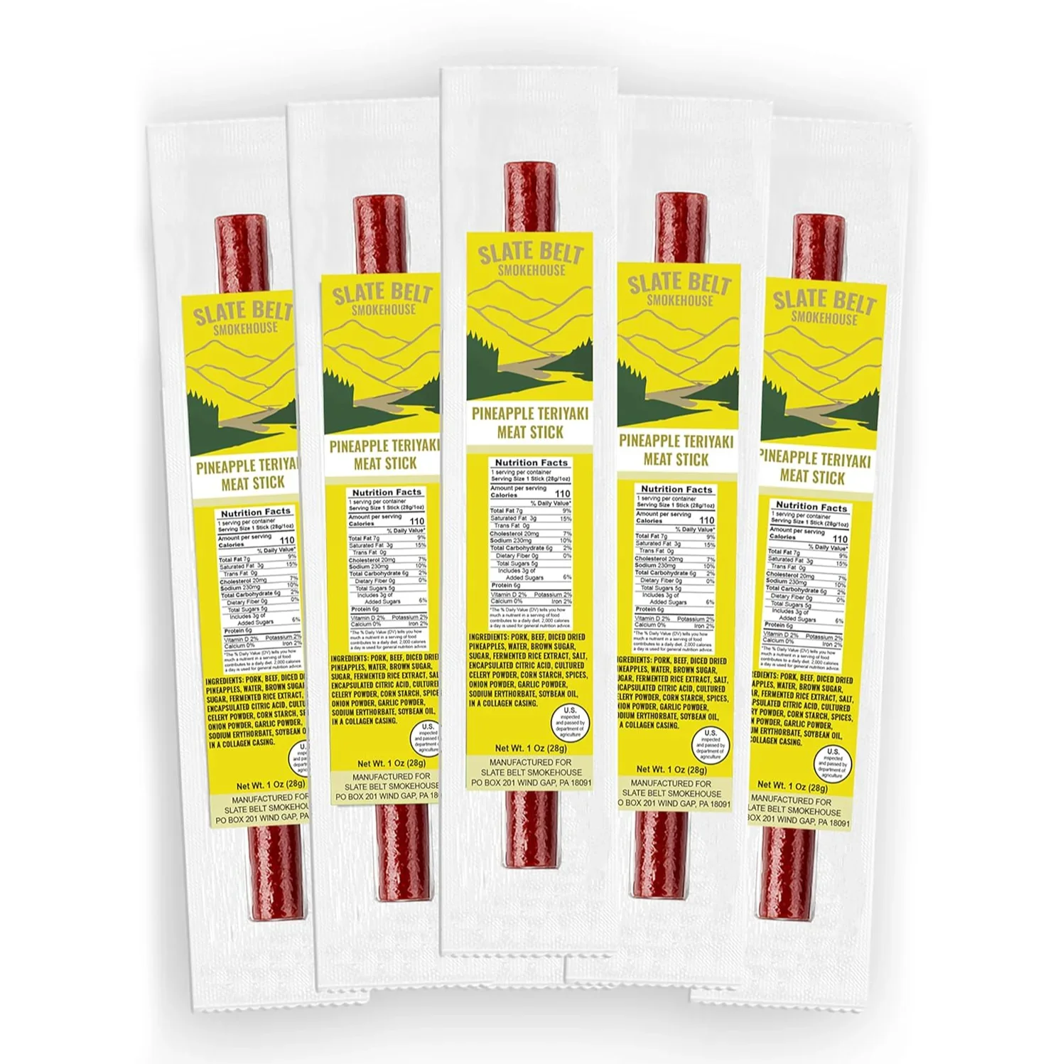 Slate Belt Smokehouse pineapple teriyaki meat sticks bundle individually wrapped beef and pork sticks