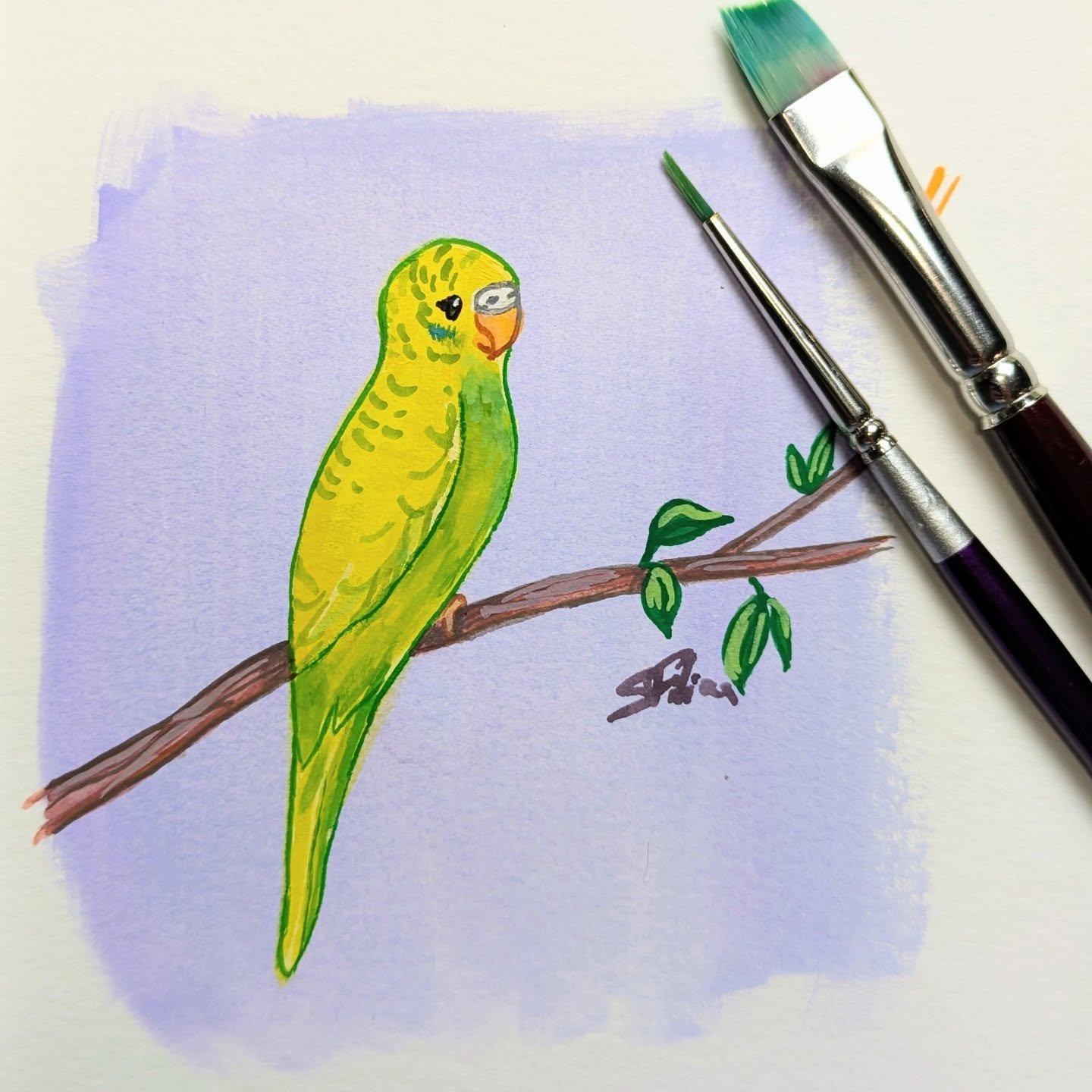 Premier essai de la Gouache Winston Newton :) ma petite perruche Pixel!

#gouachepainting #winsonnewtongouache #birdart #handmade #nonai