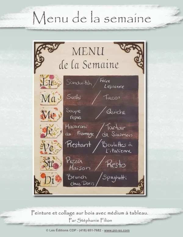 Liste de matériel "Menu de la semaine"