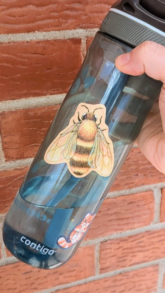 Abeille la travailleuse sur bouteille d'eau.jpg
