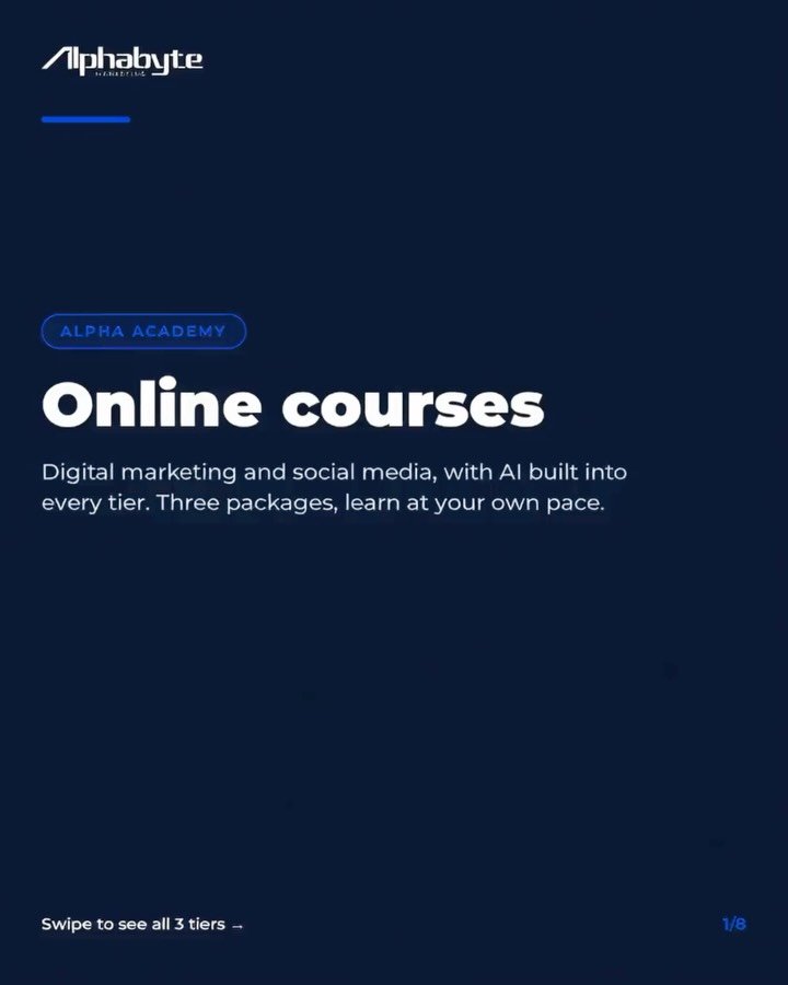 At Alpha Academy, we design practical courses to help you master digital marketing, social media, and artificial intelligence, featuring up-to-date content you can apply from day one.

📚 Learn at your own pace.
🤖 AI integrated at every level.
📈 De