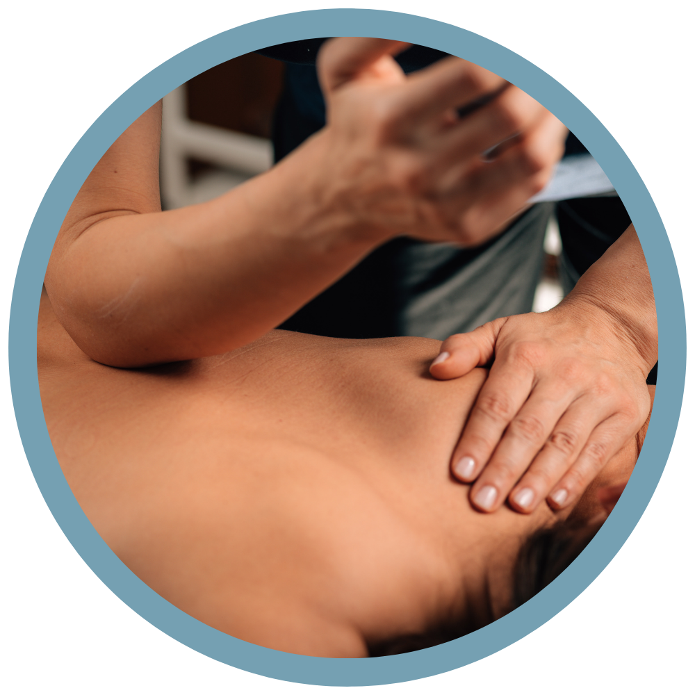 Person receiving chiropractic or massage therapy on their back.