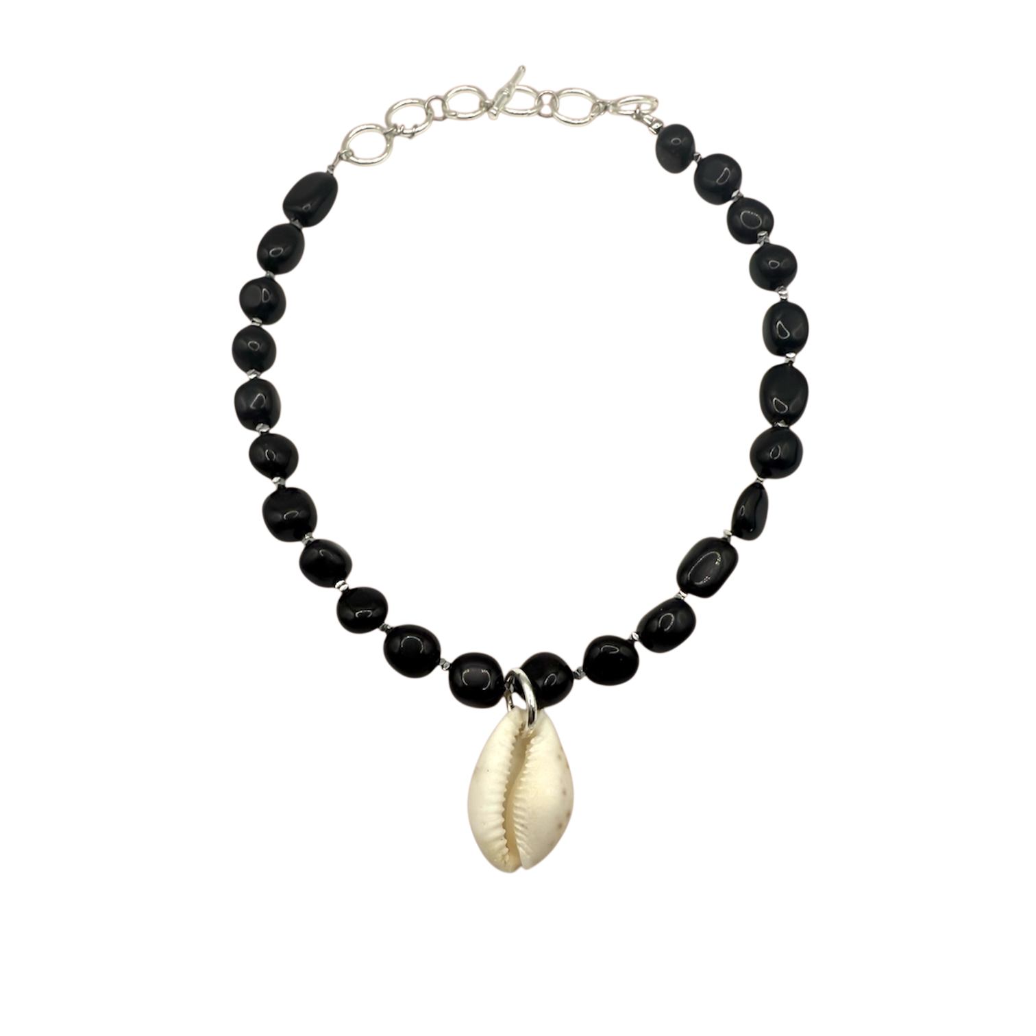 Black Jasper Necklace with Cowrie Shell