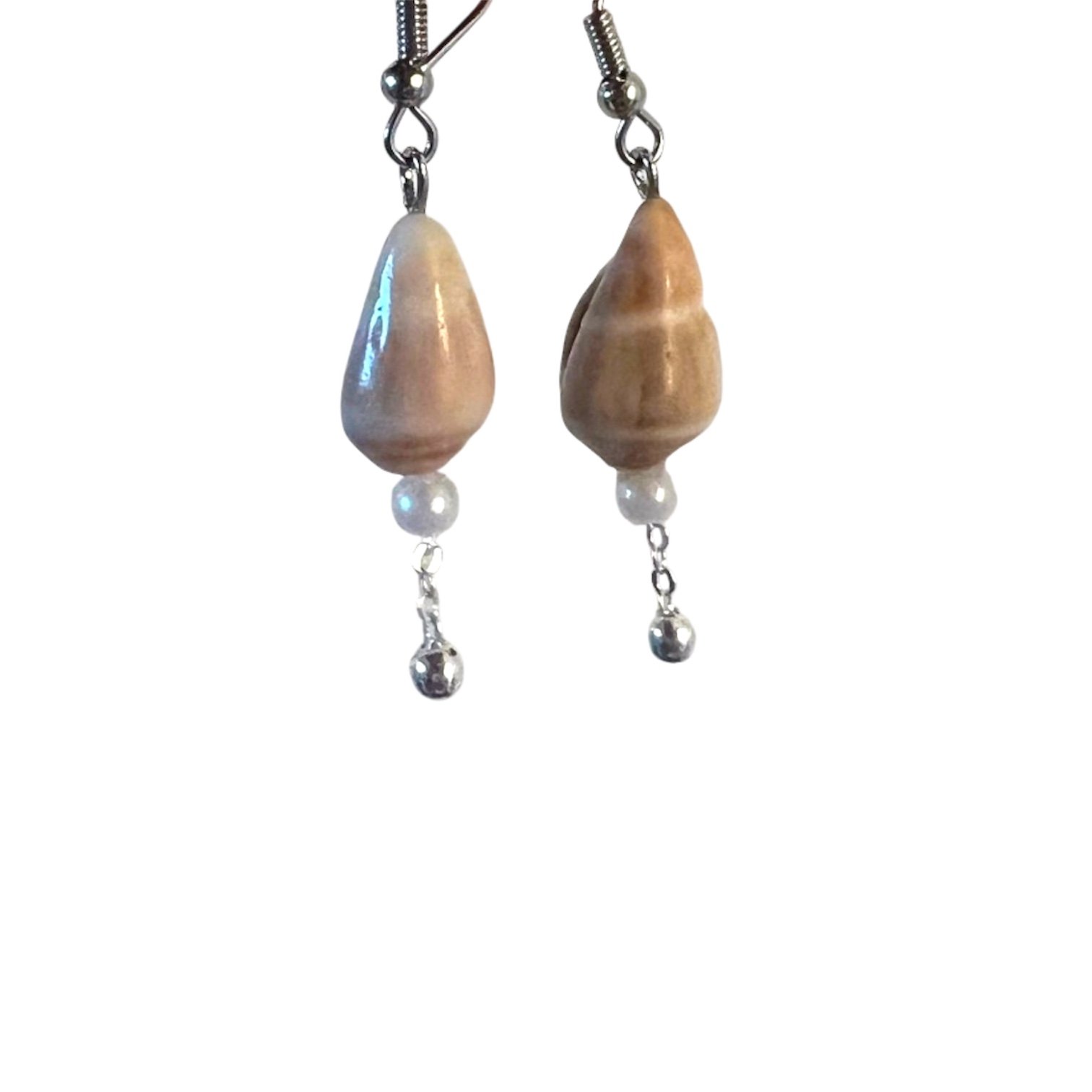 cone shell & pearl silver earrings