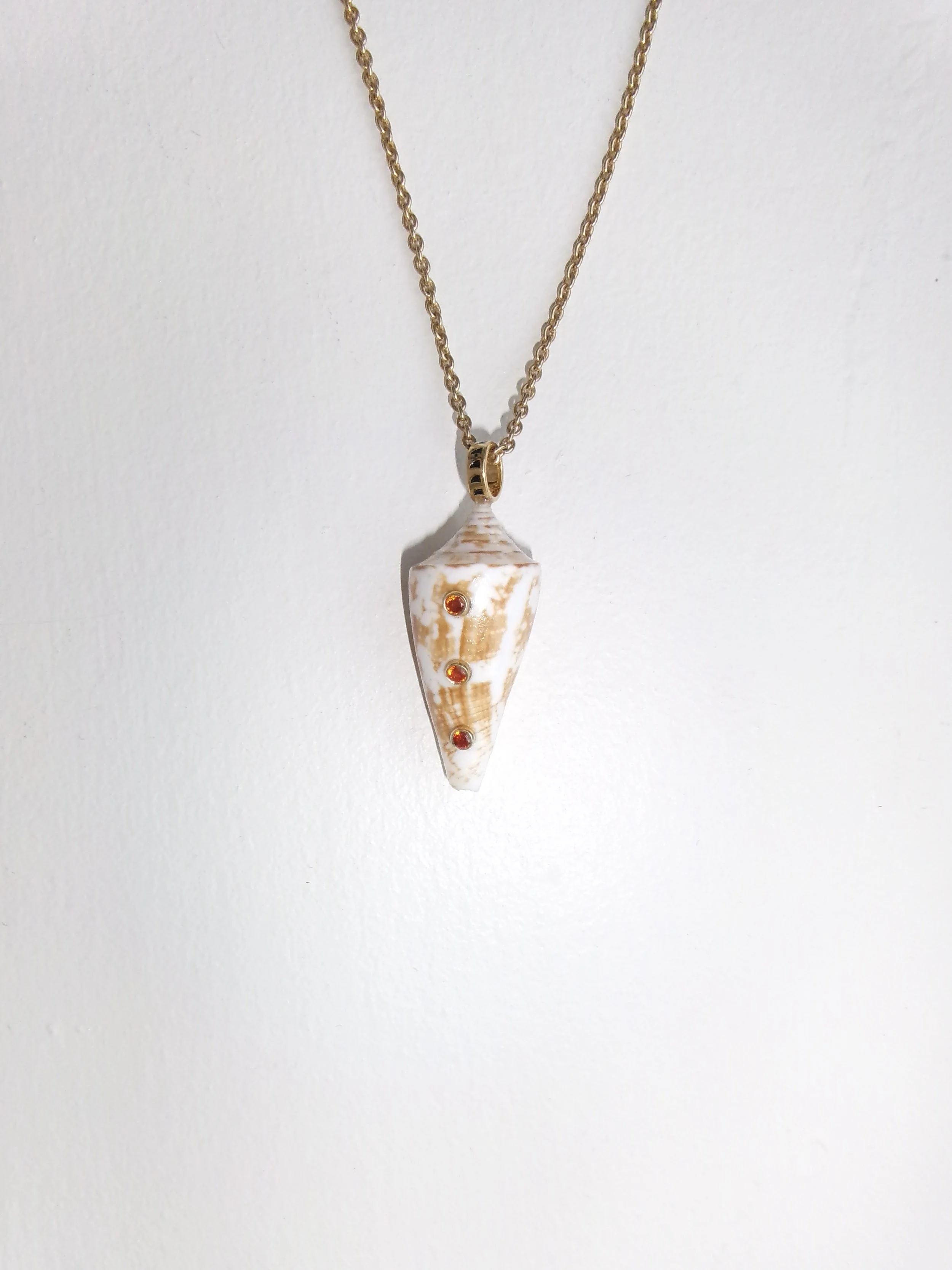 Alphabet Cone Shell CZ Inlaid Pendant Necklace on 18k Gold Vermeil Chain