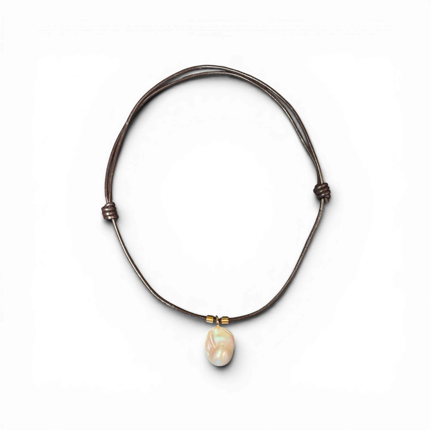 Baroque Pearl Leather Choker Necklace