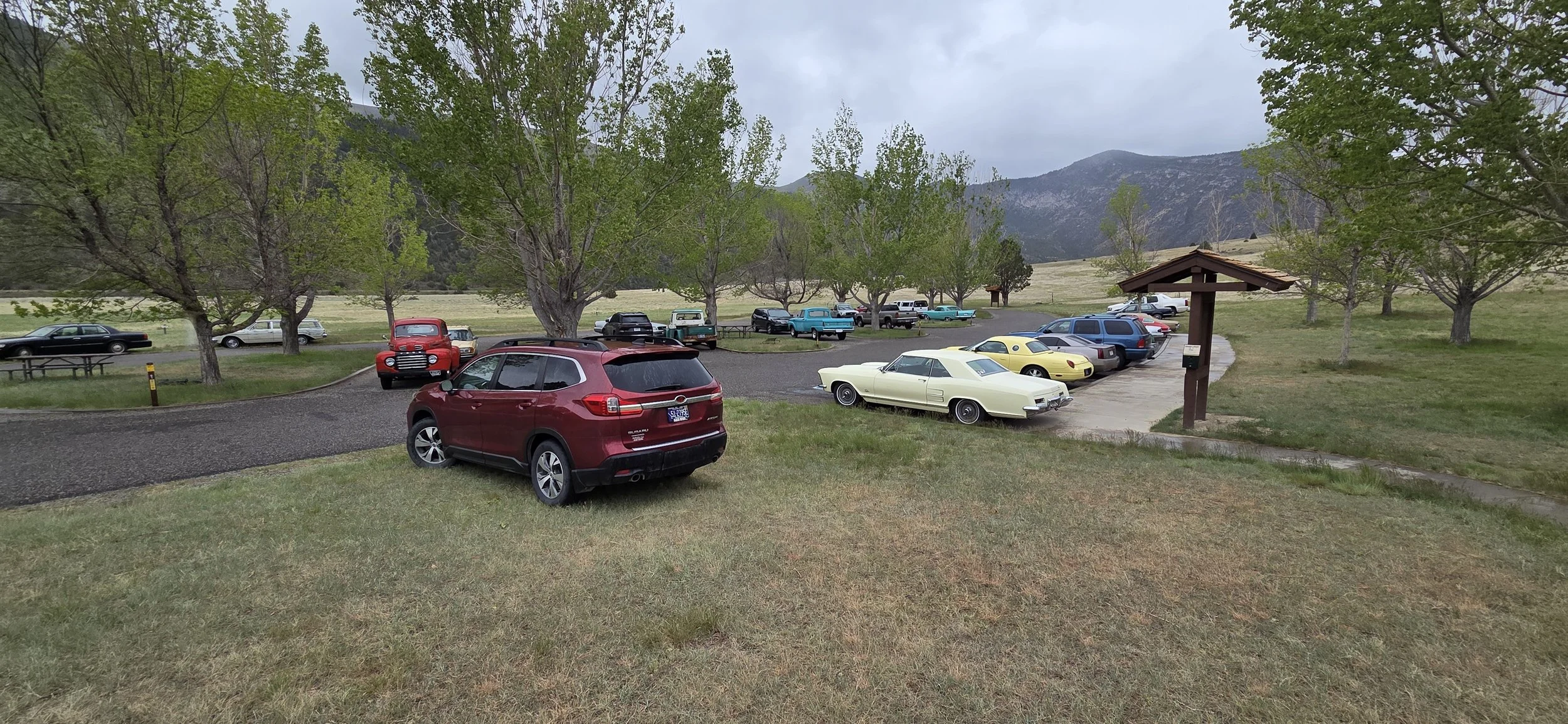 Tri-club members' cars at Lewis & Clark State Park 5-16-26