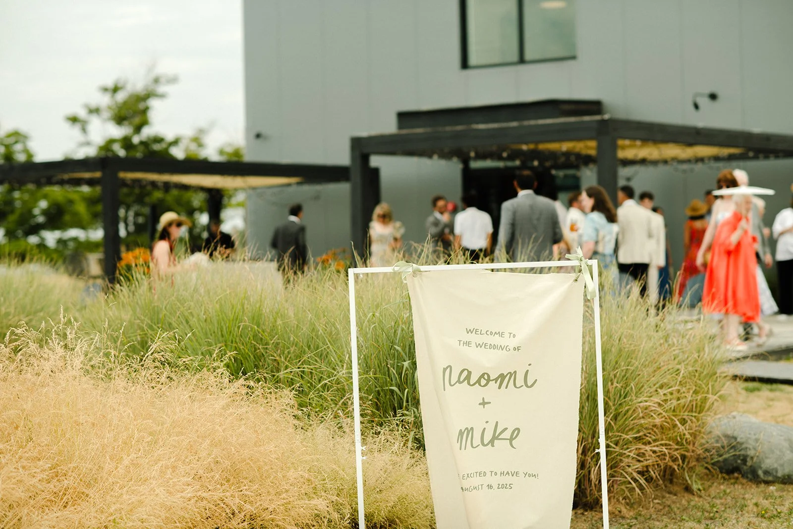 Outdoor wedding ceremony space near Collingwood with mountain and orchard views