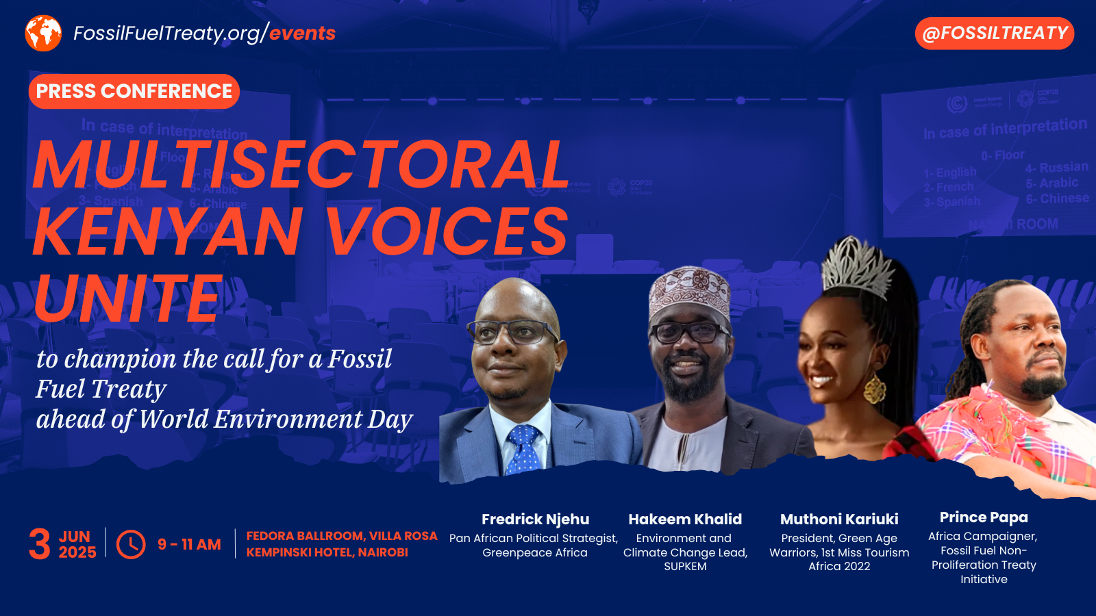 Multisectoral Kenyan voices unite to champion the call  for a Fossil Fuel Treaty ahead of  World Environment Day 