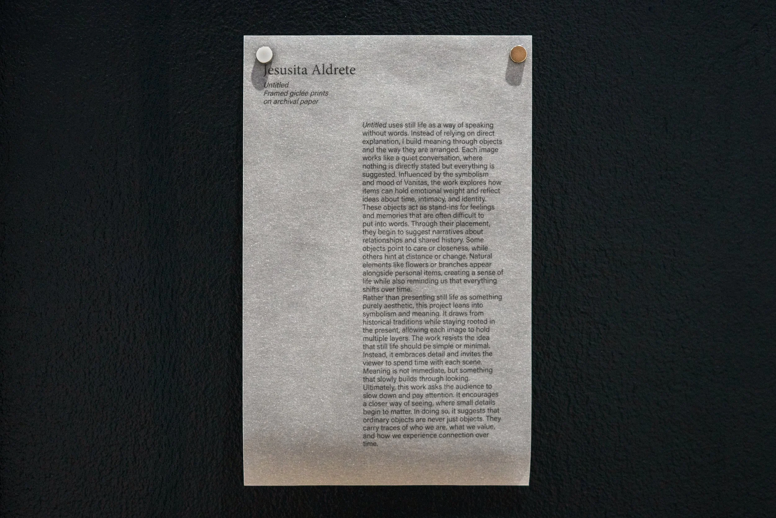 Close up of project statement 