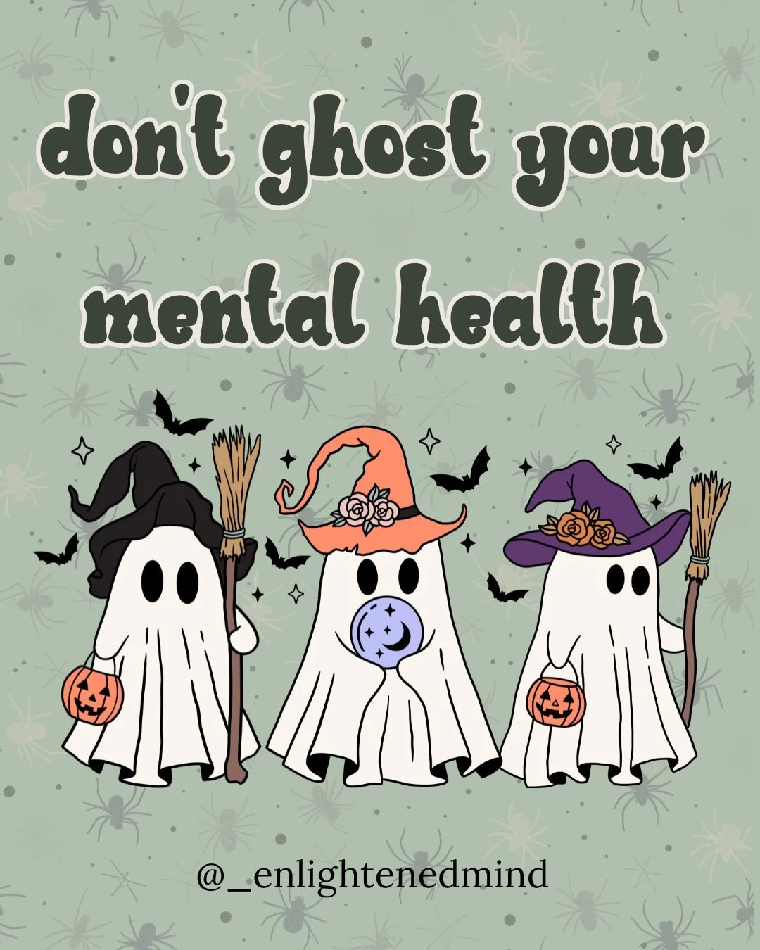 👻 Don&rsquo;t ghost your mental health!
It&rsquo;s easy to disappear when things get scary &mdash; but checking in with yourself is the real magic. ✨
Here are a few ways to stay present (not paranormal):
🕯️ Talk about how you&rsquo;re feeling &mdas