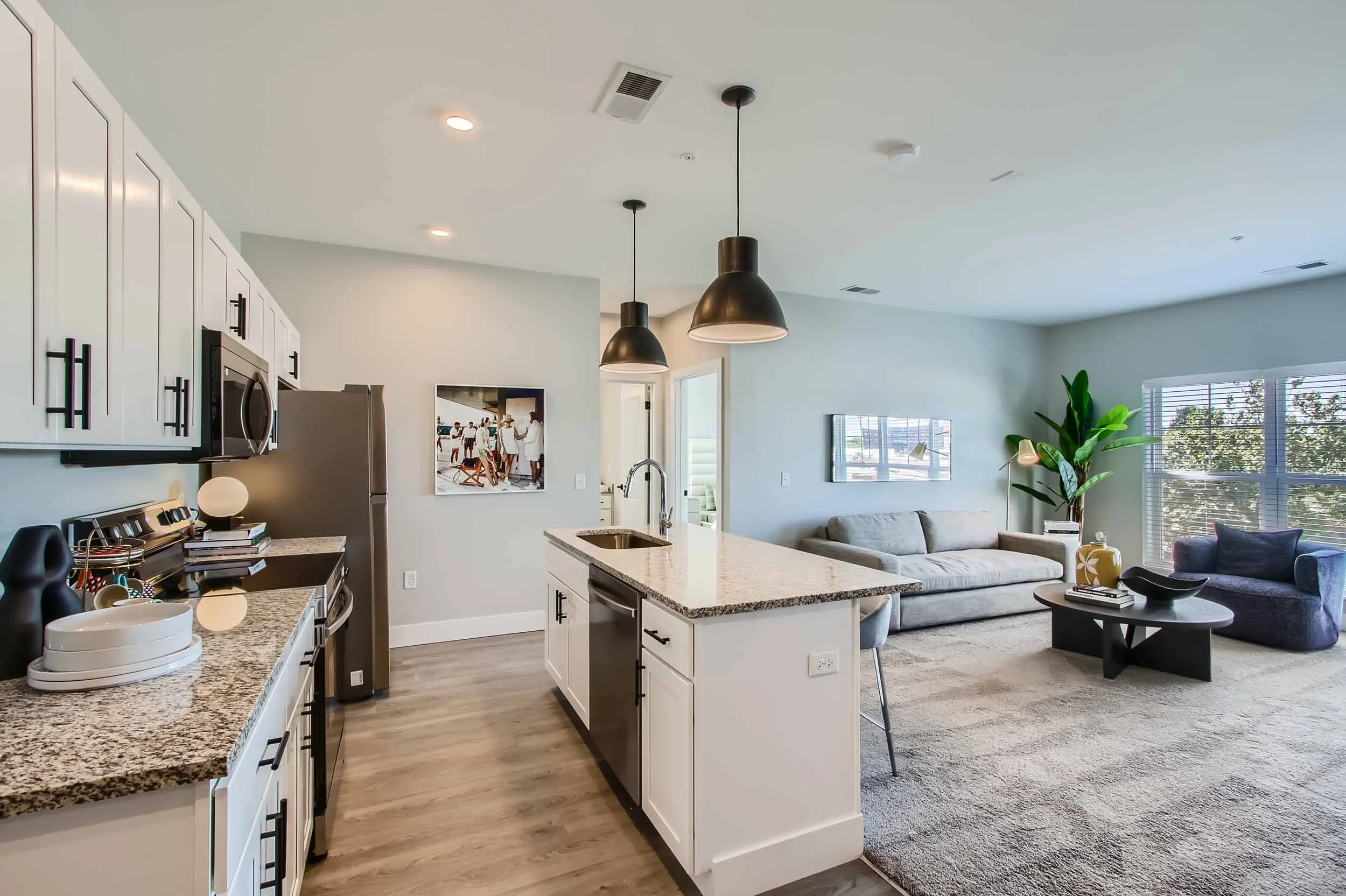 The Kingston | Apartments for Rent in Upper Arlington, OH | Kitchen and Living Room