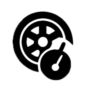 A tire with a speed sensor or gauge in front of it.
