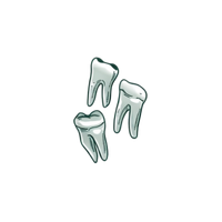 Three silver tooth-like objects on a black background.