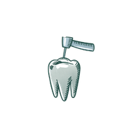 Tooth with dental drill