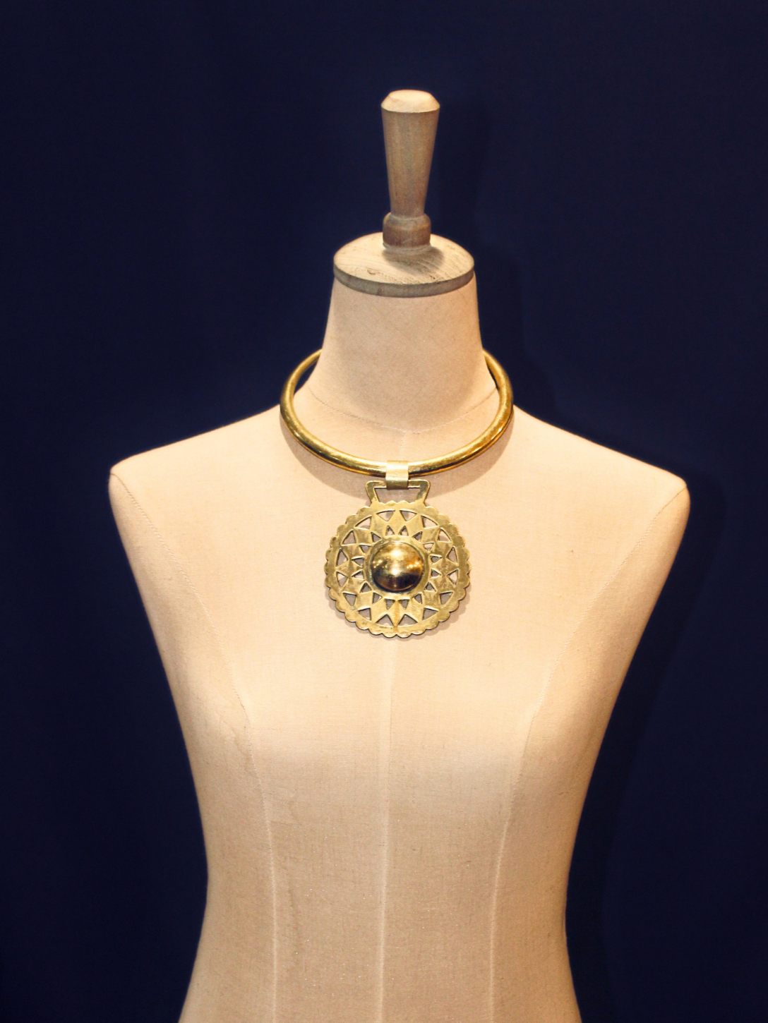 Classic Brass Collar Medallion Necklace
