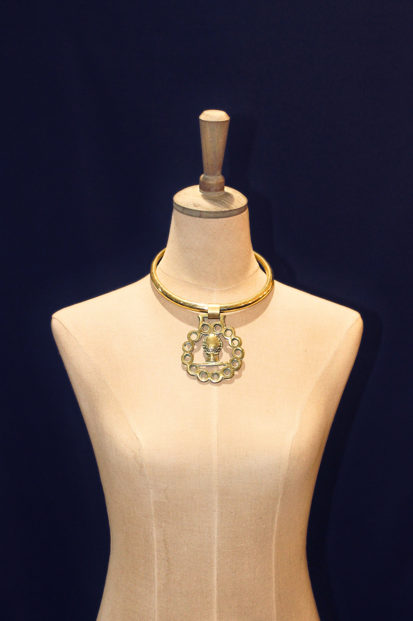 Classic Brass Collar Medallion Necklace
