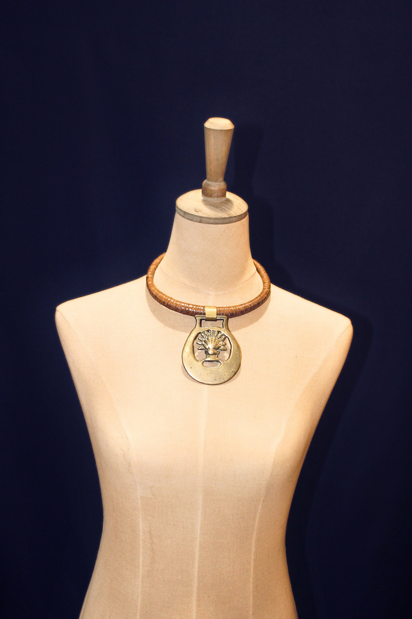 Classic Leather Collar Medallion Necklace