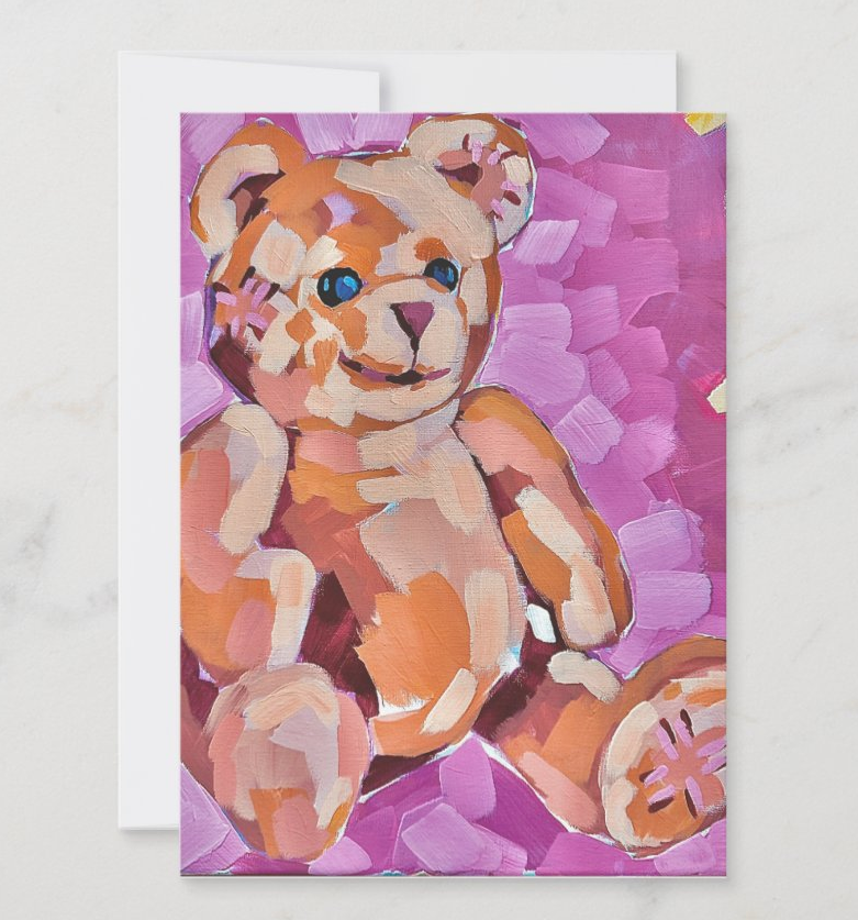 Pink Teddy - Greeting Card