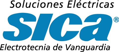 Logotipo de la marca SICA en color azul sobre fondo negro.
