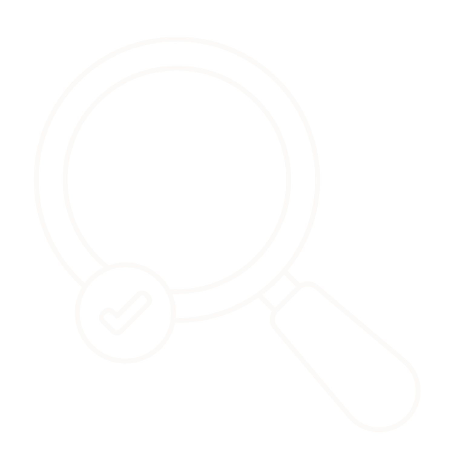Magnifying glass with a check mark inside, symbolizing search or verification.