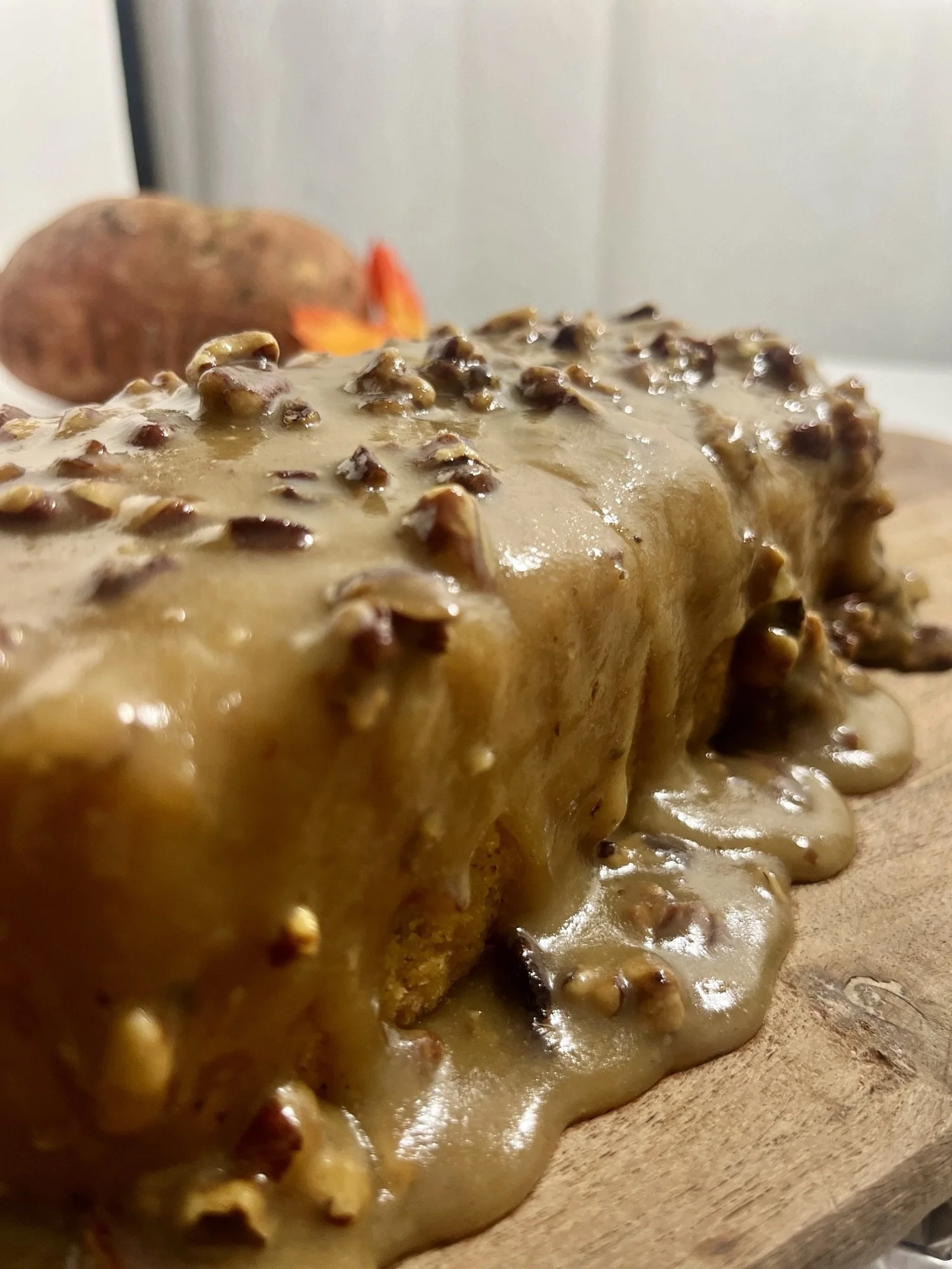Sweet Potato Pound Cake with Praline Pecan Glaze