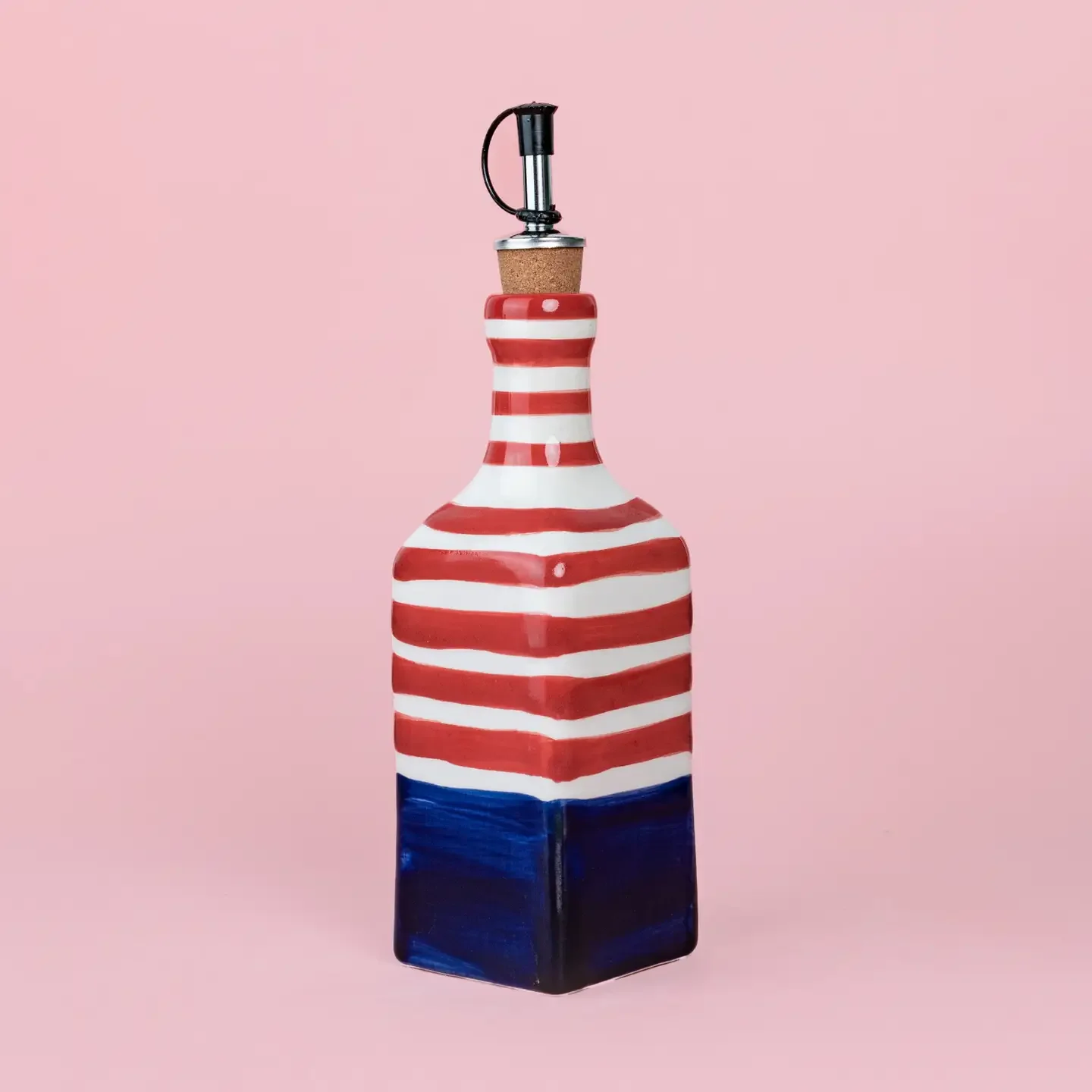 Ceramic Olive Oil Dispenser – Riviera Striped Design