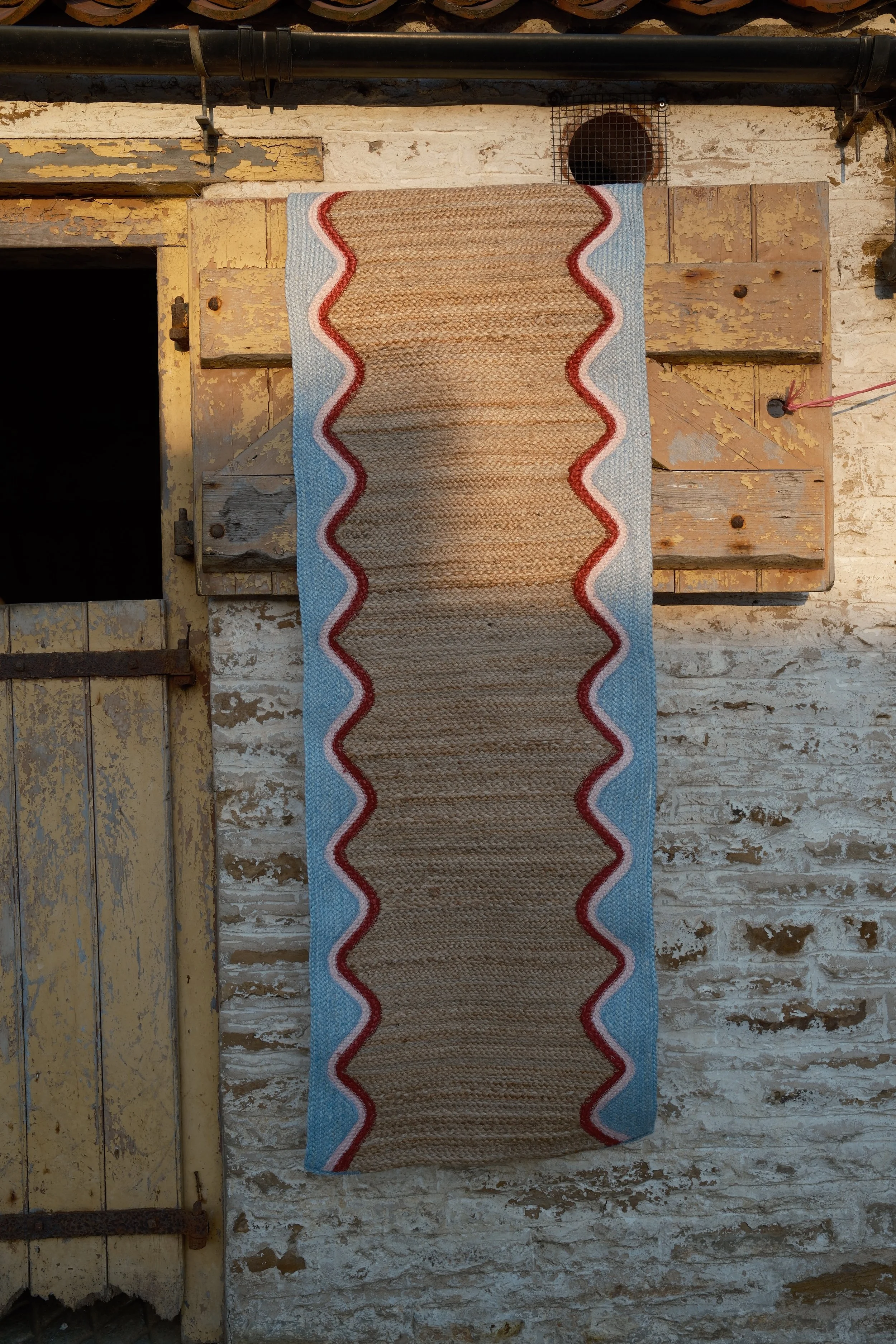 Blue Wave Jute  Runner Rug