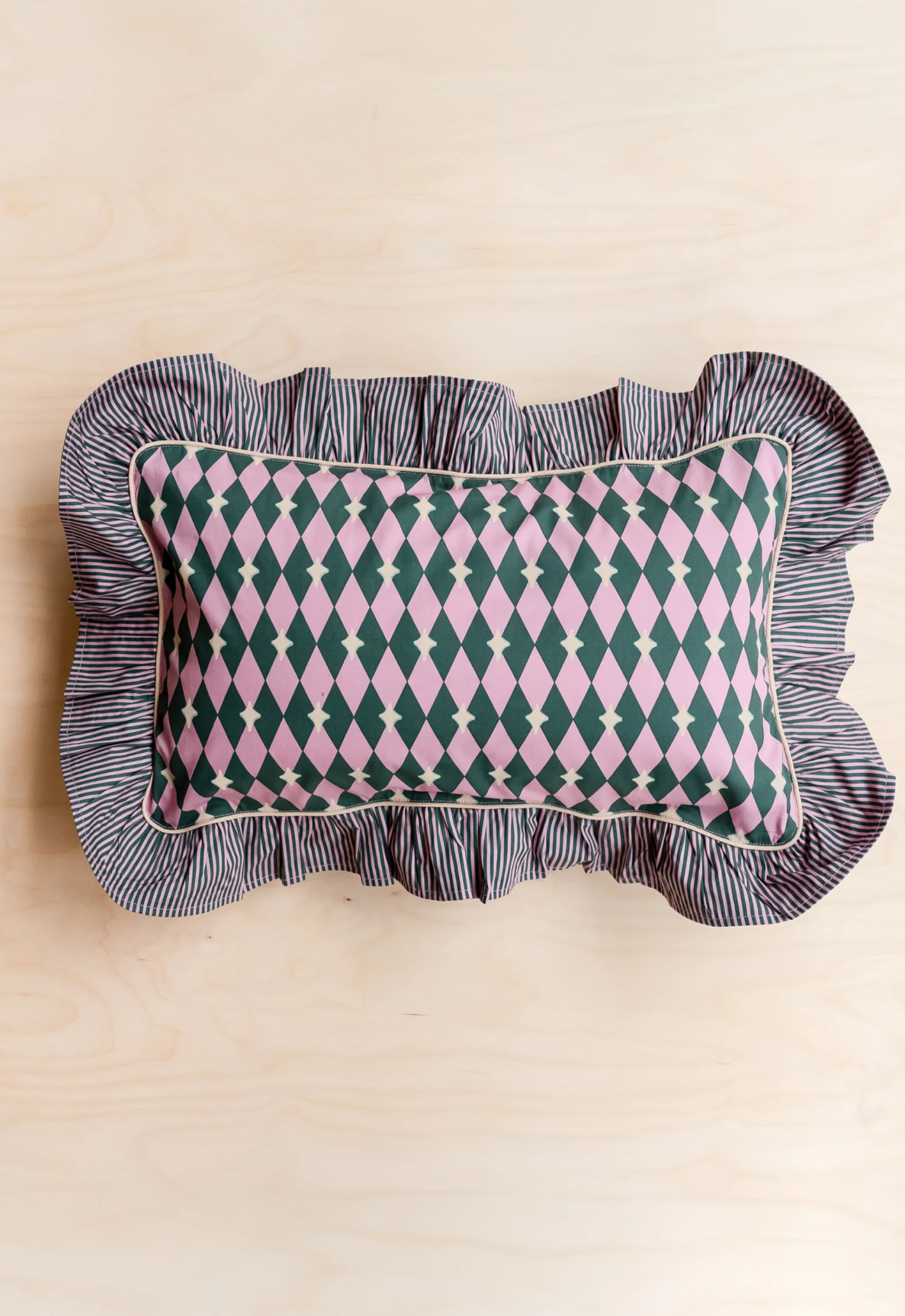 TBCo Pink Harlequin Cotton Cushion Cover