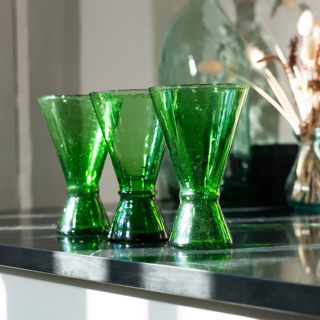 Moroccan GREEN Handmade Recycled Martini Glass 250ml