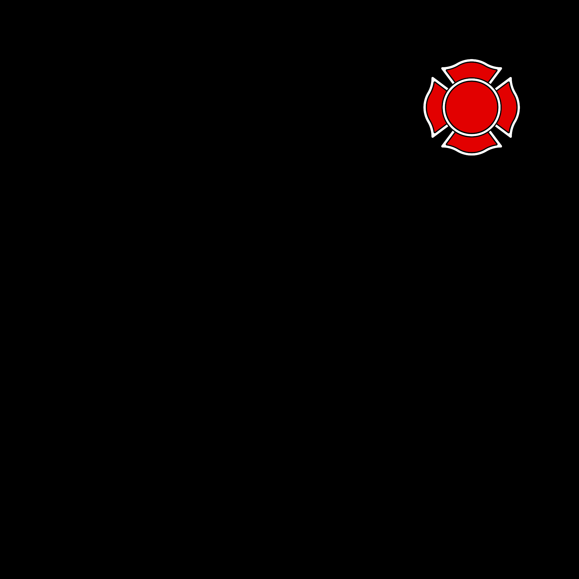 Black firefighter helmet with a red cross emblem.