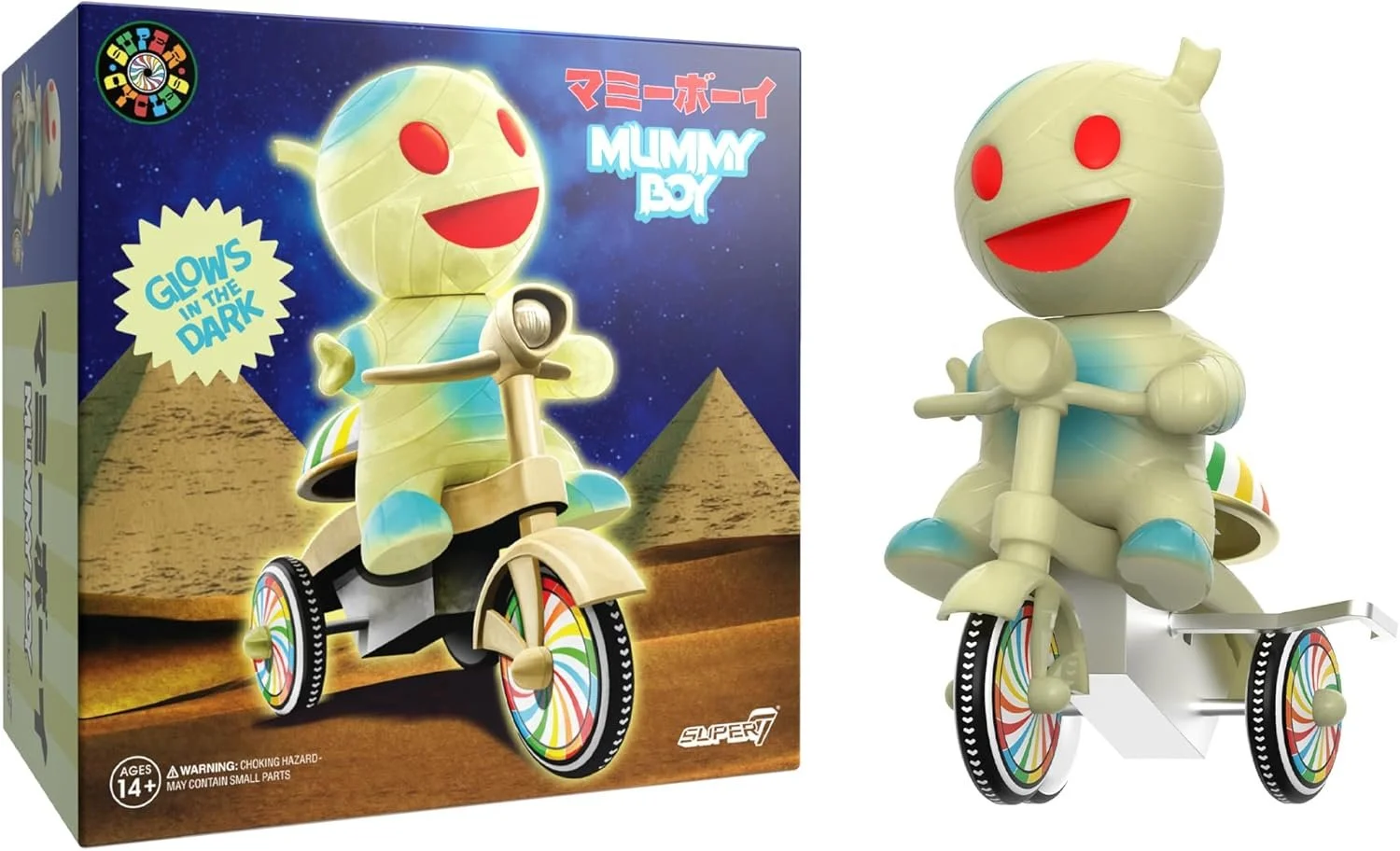 Super7 Super Cycles Mummy Boy with Glow in The Dark Trike
