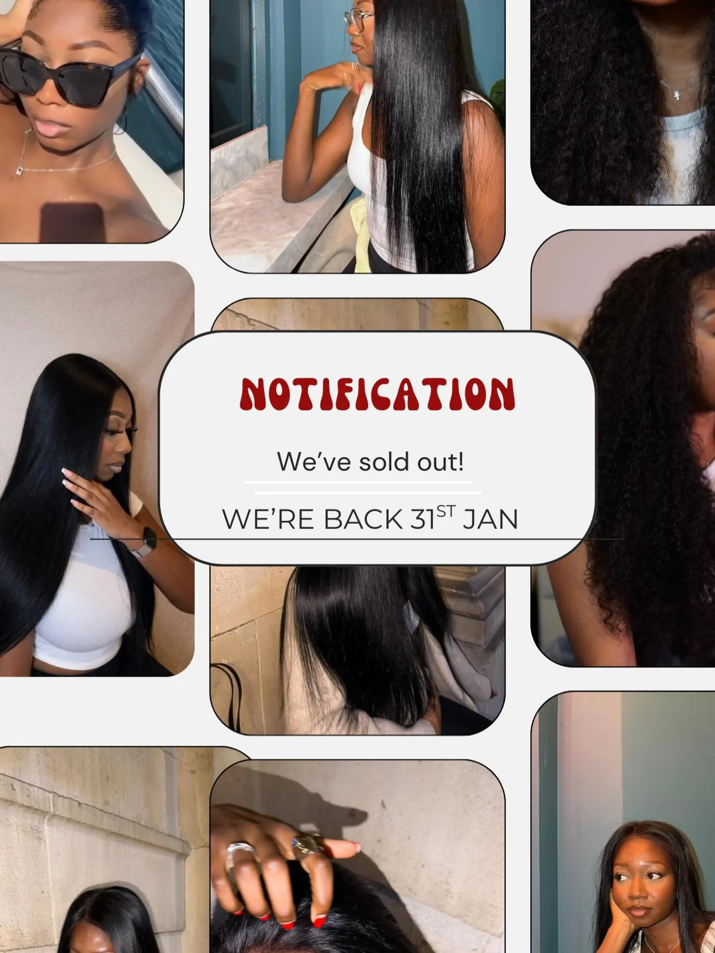 We&rsquo;ve sold out our pre launch sale! But we&rsquo;re back on the 31st January - sign up to be notified when we&rsquo;re back - link in bio!

We&rsquo;ll have

Glueless straight wigs
Raw Vietnamese bundles
Burmese curly
Luxury Vietnamese straight
