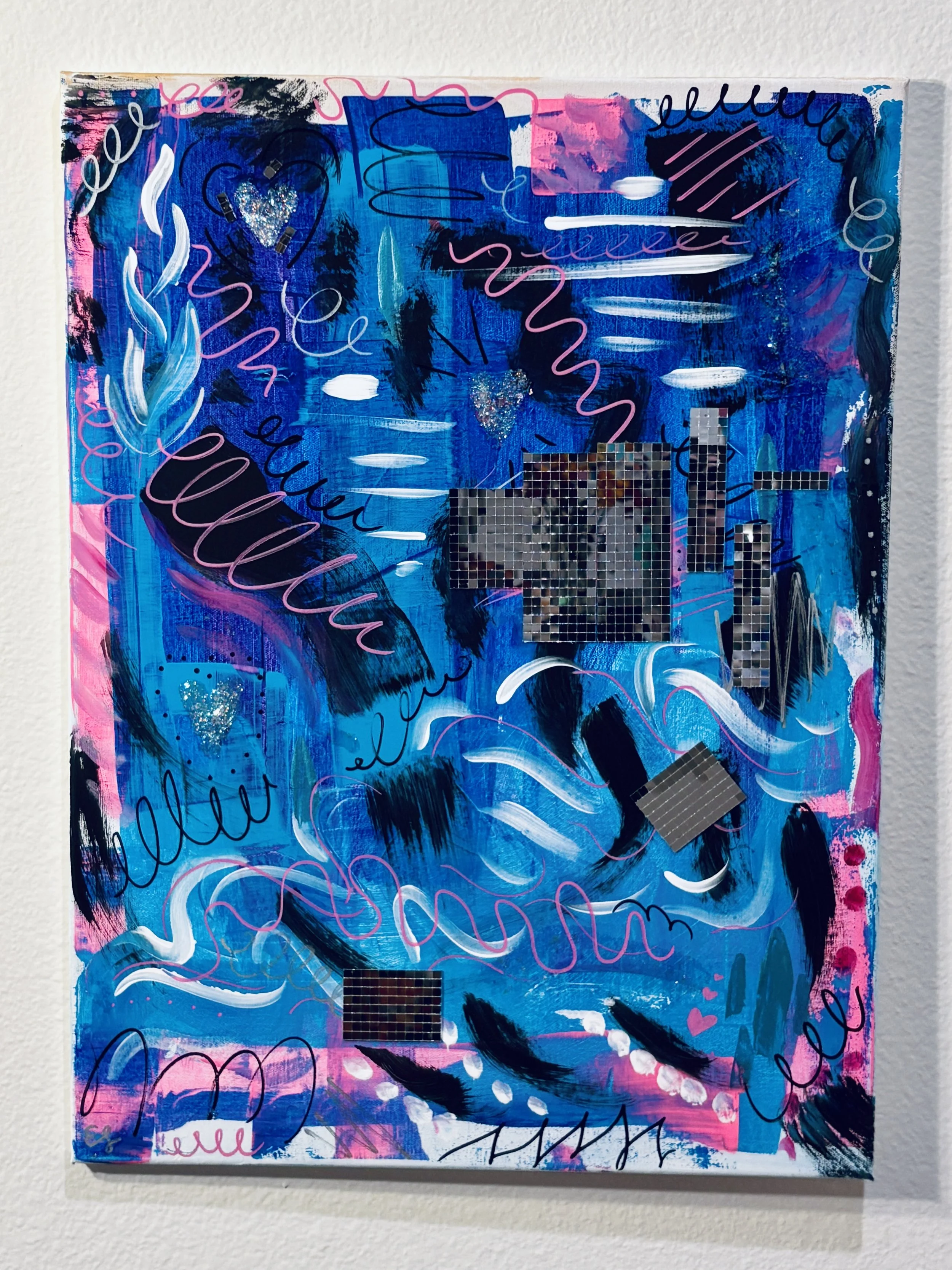 "Mirrorball Mind" , Mixed Media on Canvas, 2025