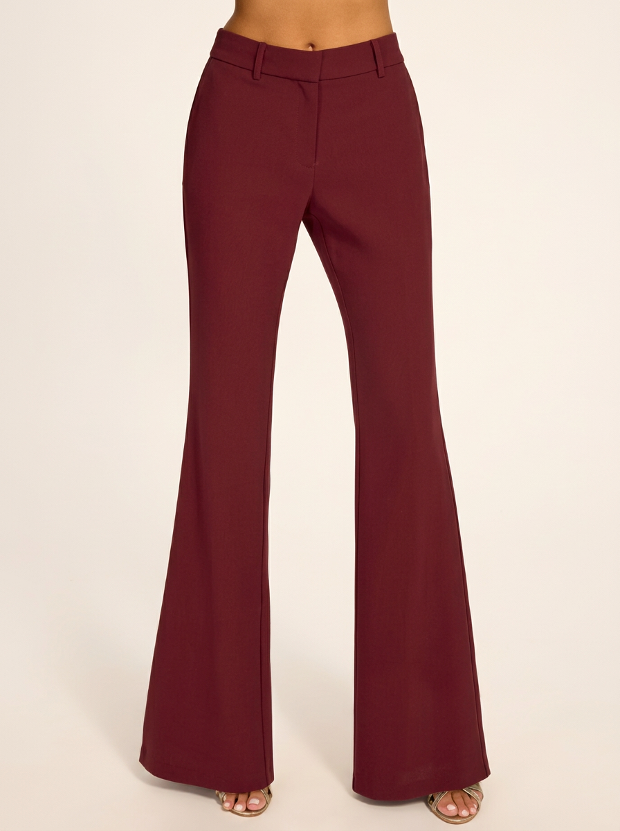 Ramy Brook - Orian Tailored Flare Pant Mid-rise wide leg Pant in Cranberry