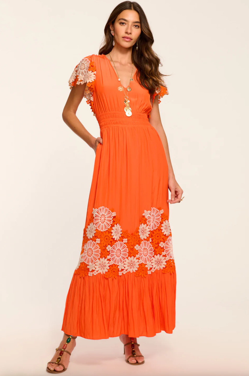 Georgie Embroidered Maxi Dress - Available in Navy
